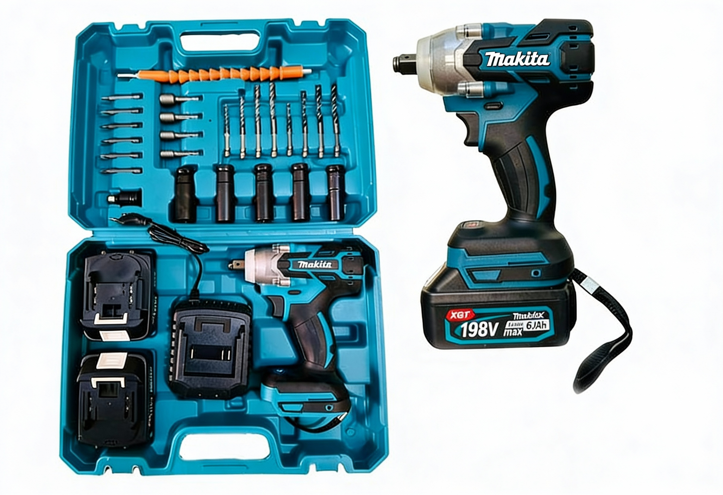 CLÉ À CHOC 198V 6.0Ah 300 N·m AVEC 2 BATTERIES